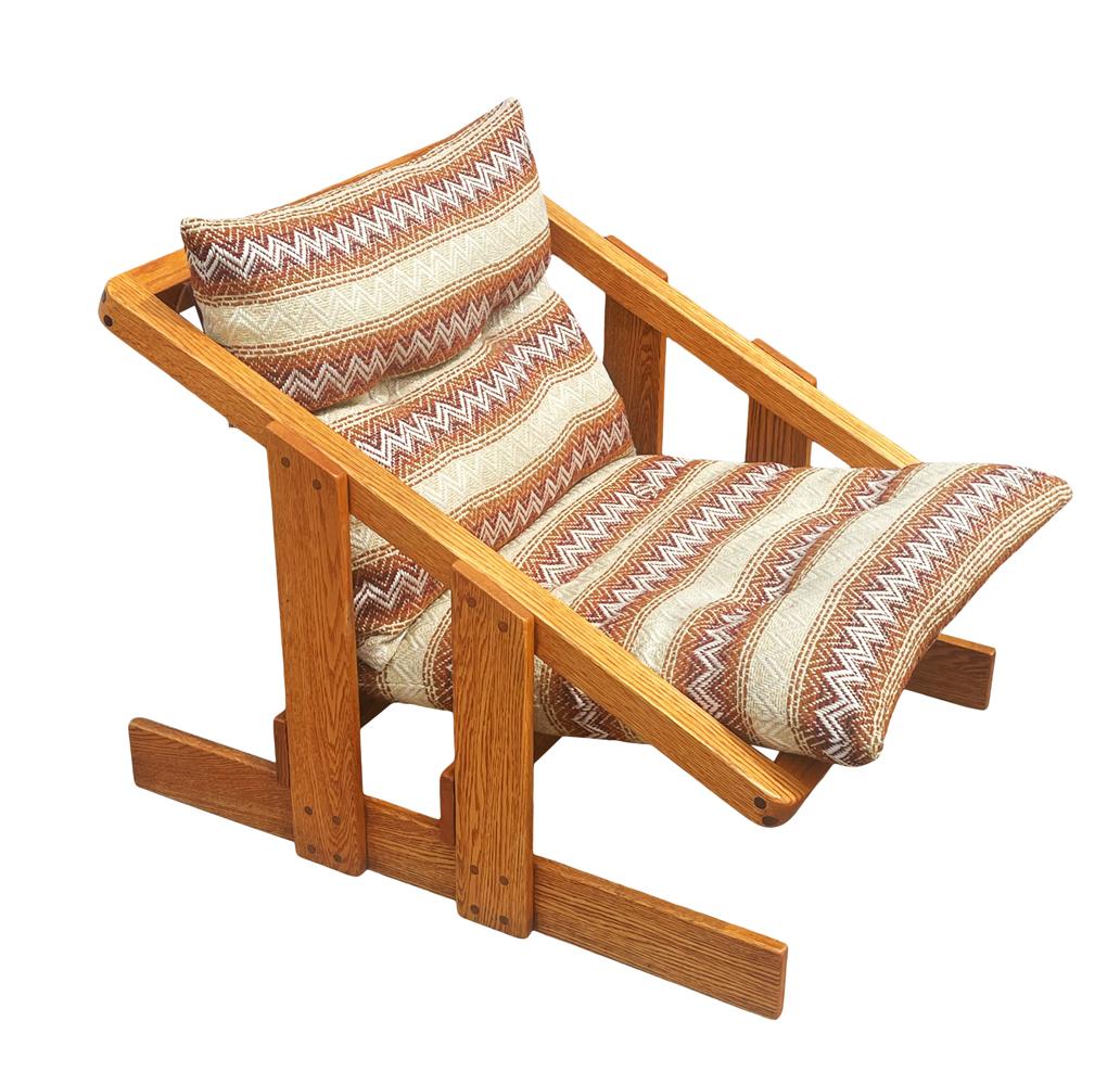 Mid-Century Modern Sling Lounge Chair by Lou Hodges in Oak 2