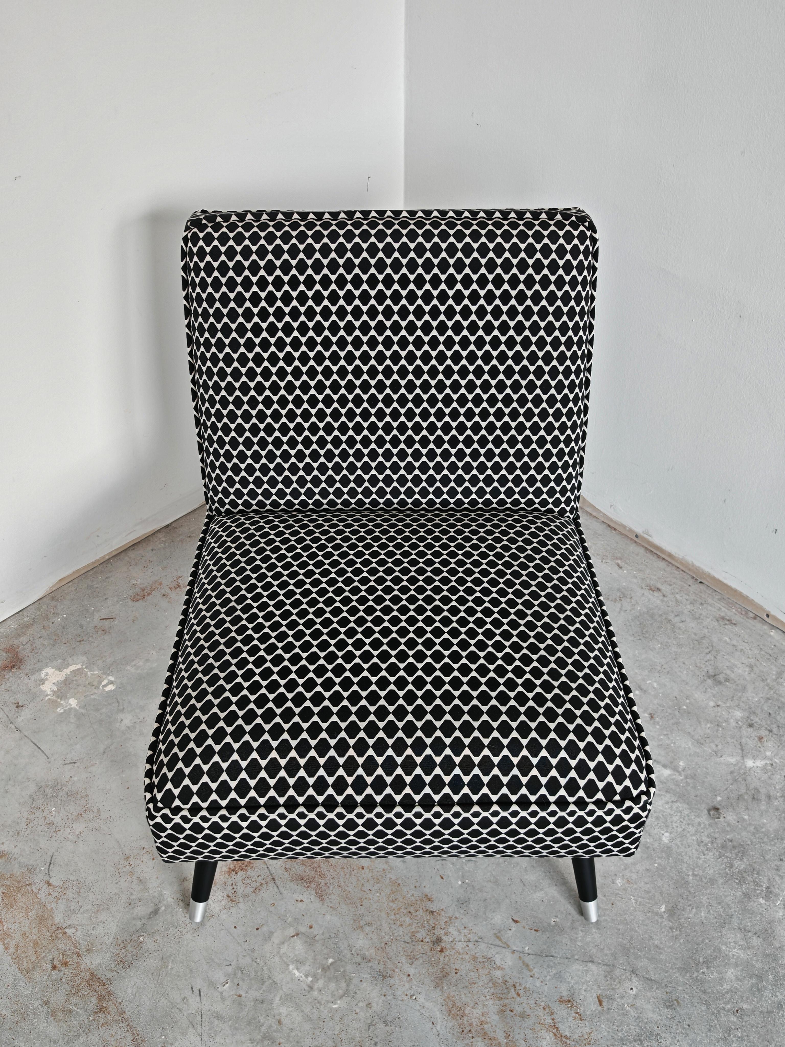 Sedia Fabrice moderna di metà secolo in tessuto di cotone geometrico, Jugoslavia, anni '50 in vendita 7
