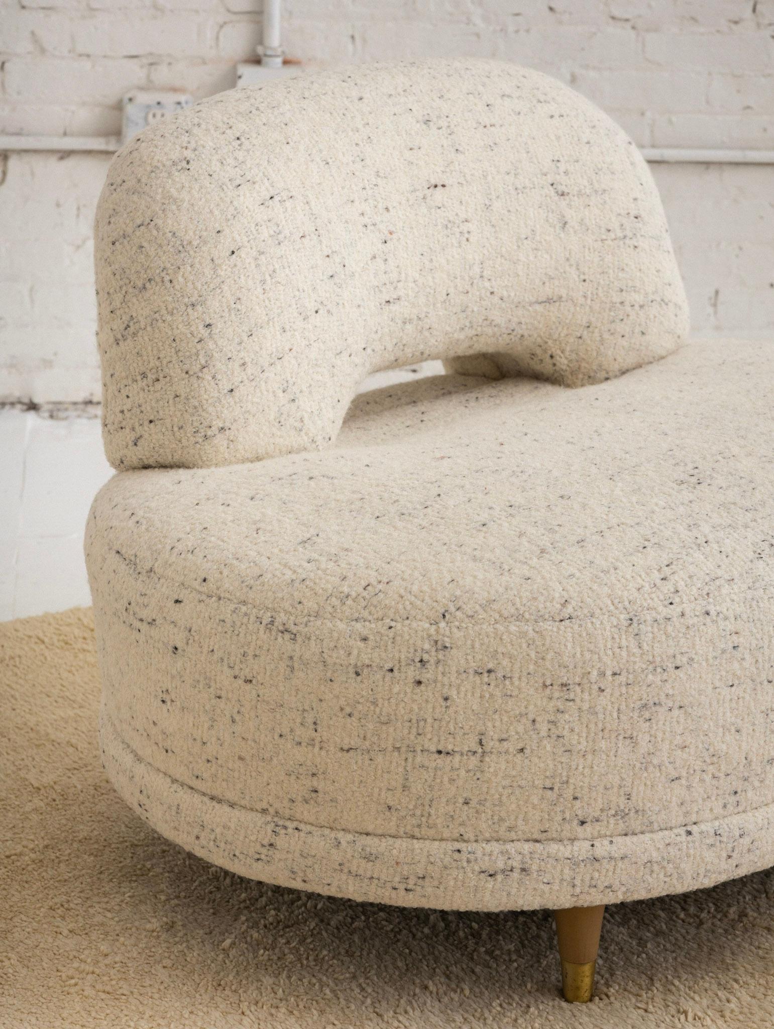 American Mid-Century Modern Slipper Chair in Textured Wool