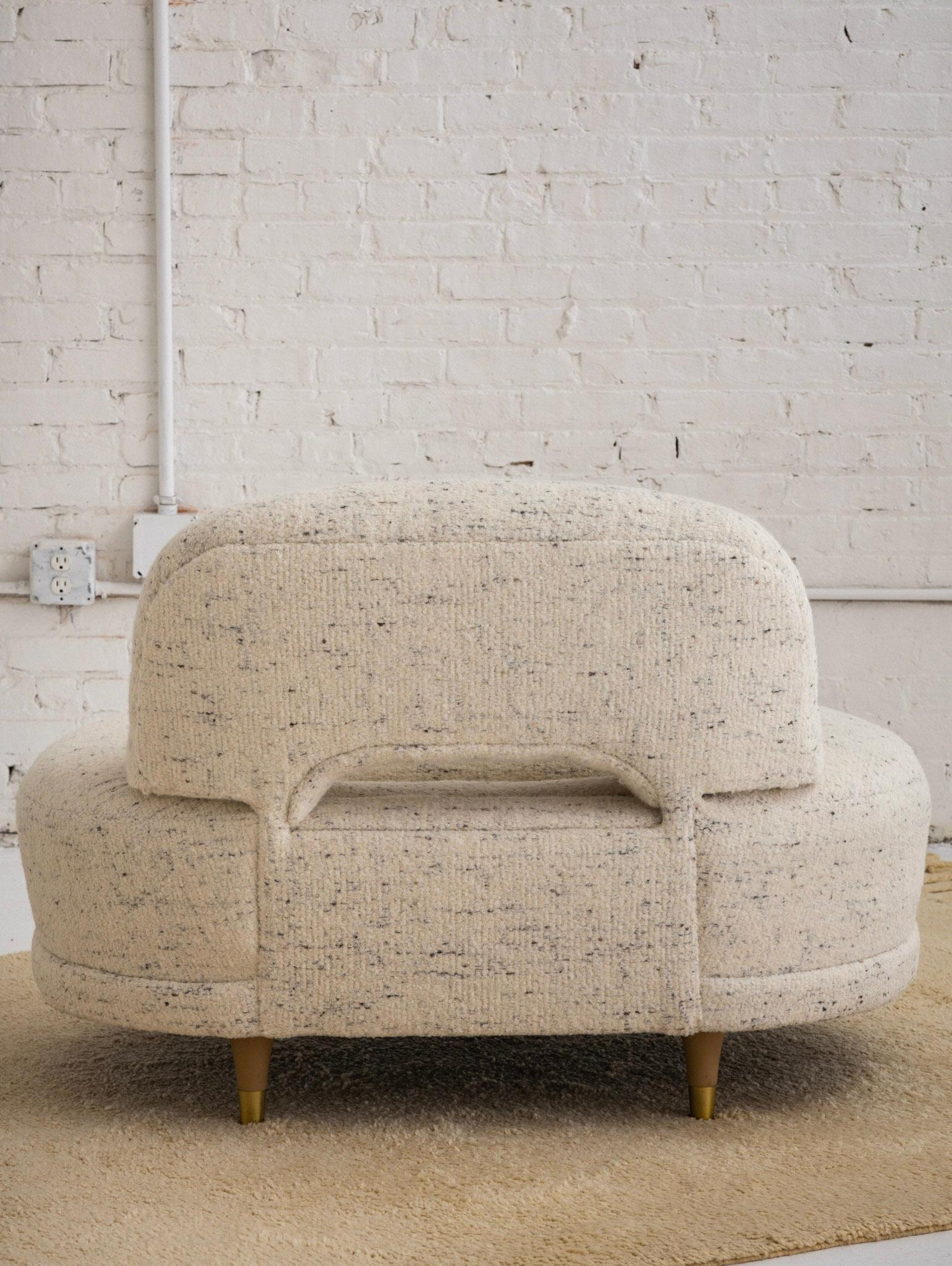 Mid-Century Modern Slipper Chair in Textured Wool 1