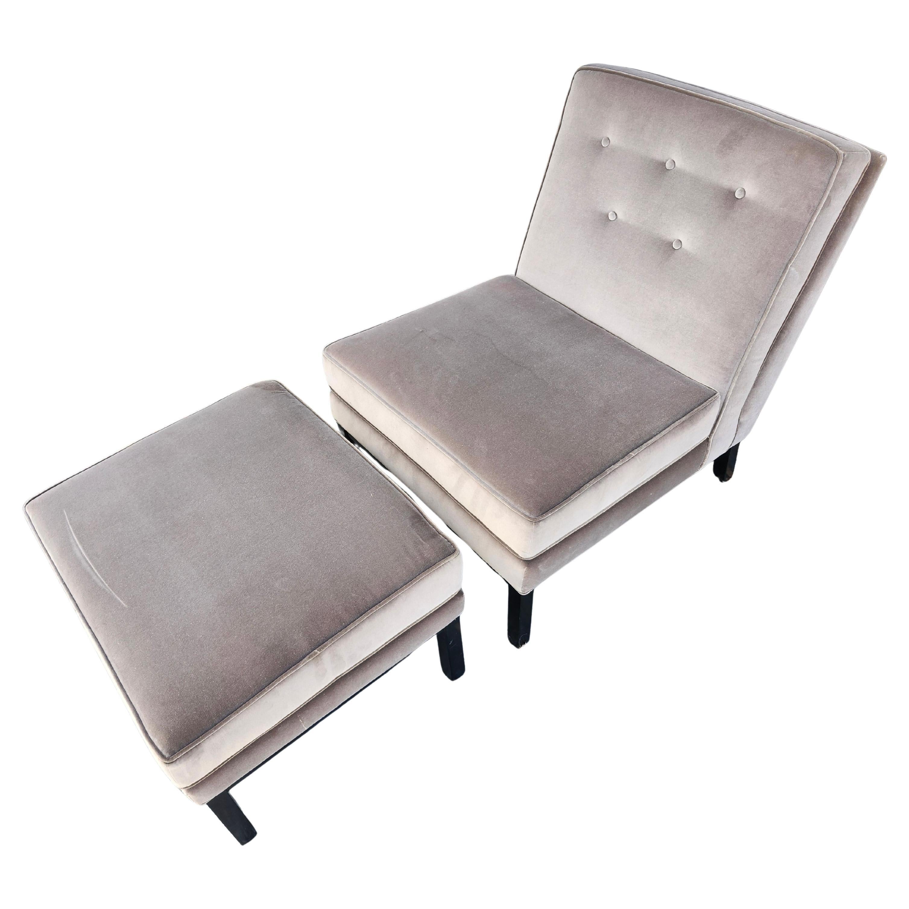 Silla Slipper Moderna de Mitad de Siglo con Otomana estilo de Robsjohn Gibbons en venta 1