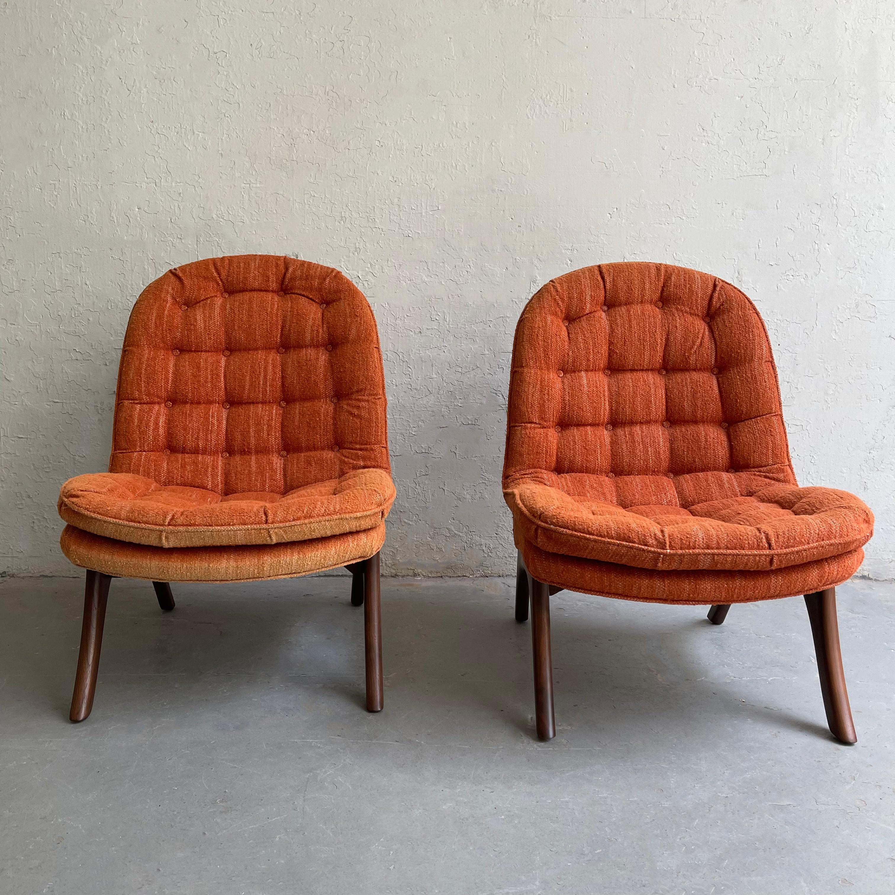 Fabric Mid-Century Modern Slipper Chairs By Adrian Pearsall For Craft Associates