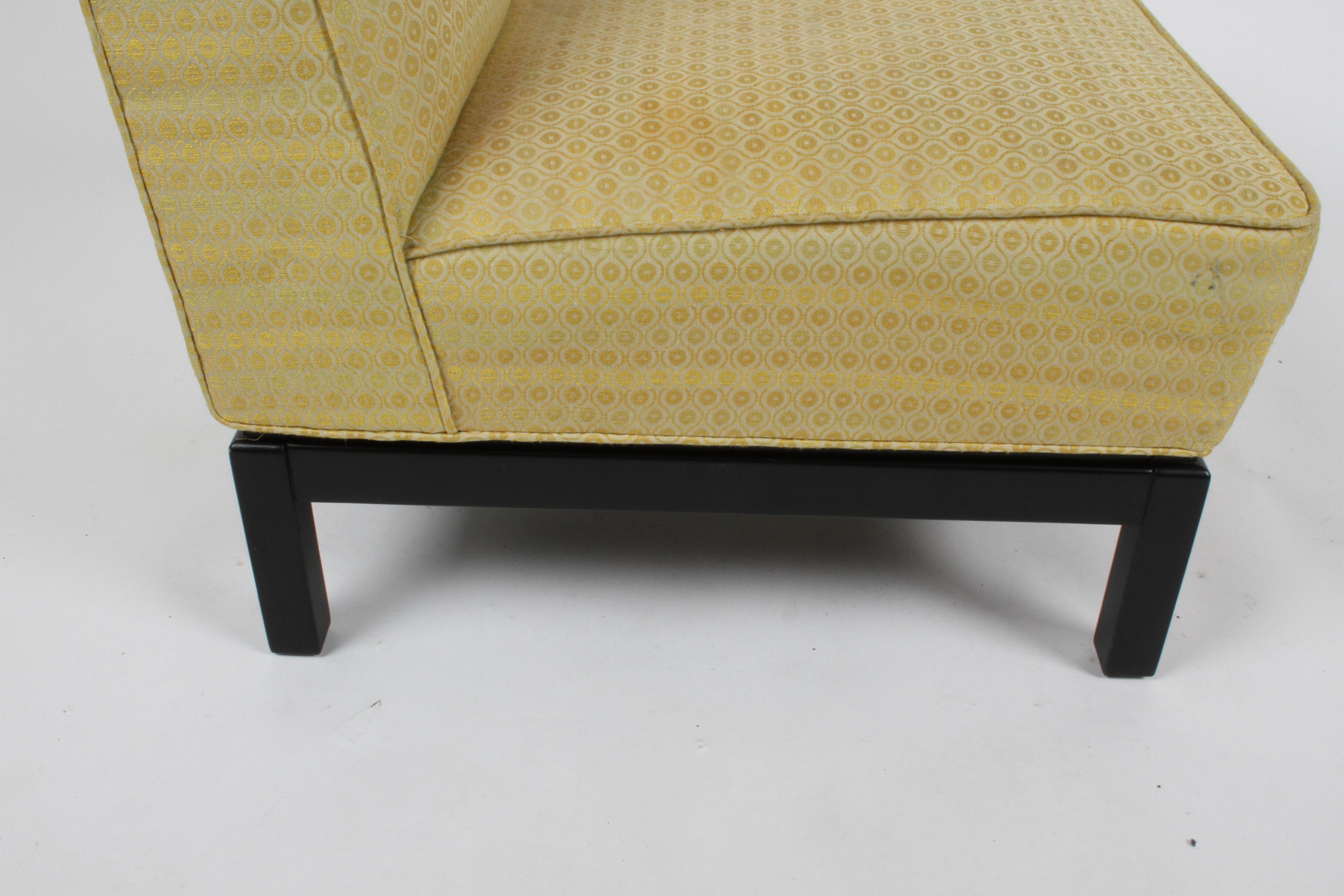Upholstery Mid-Century Modern Slipper Chairs with Ebony Bases up to 3 Available For Sale