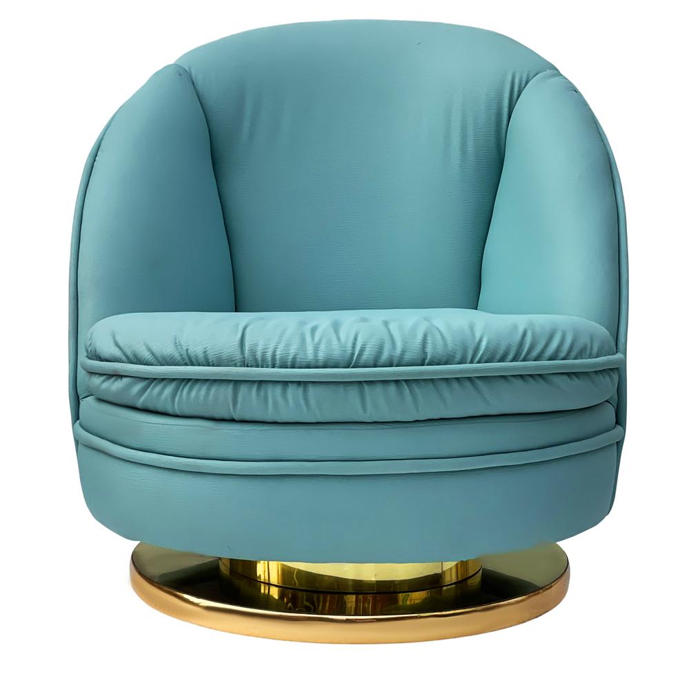 Fauteuil pantoufle moderne du milieu du siècle dernier de Milo Baughman avec base pivotante en laiton Bon état - En vente à Philadelphia, PA