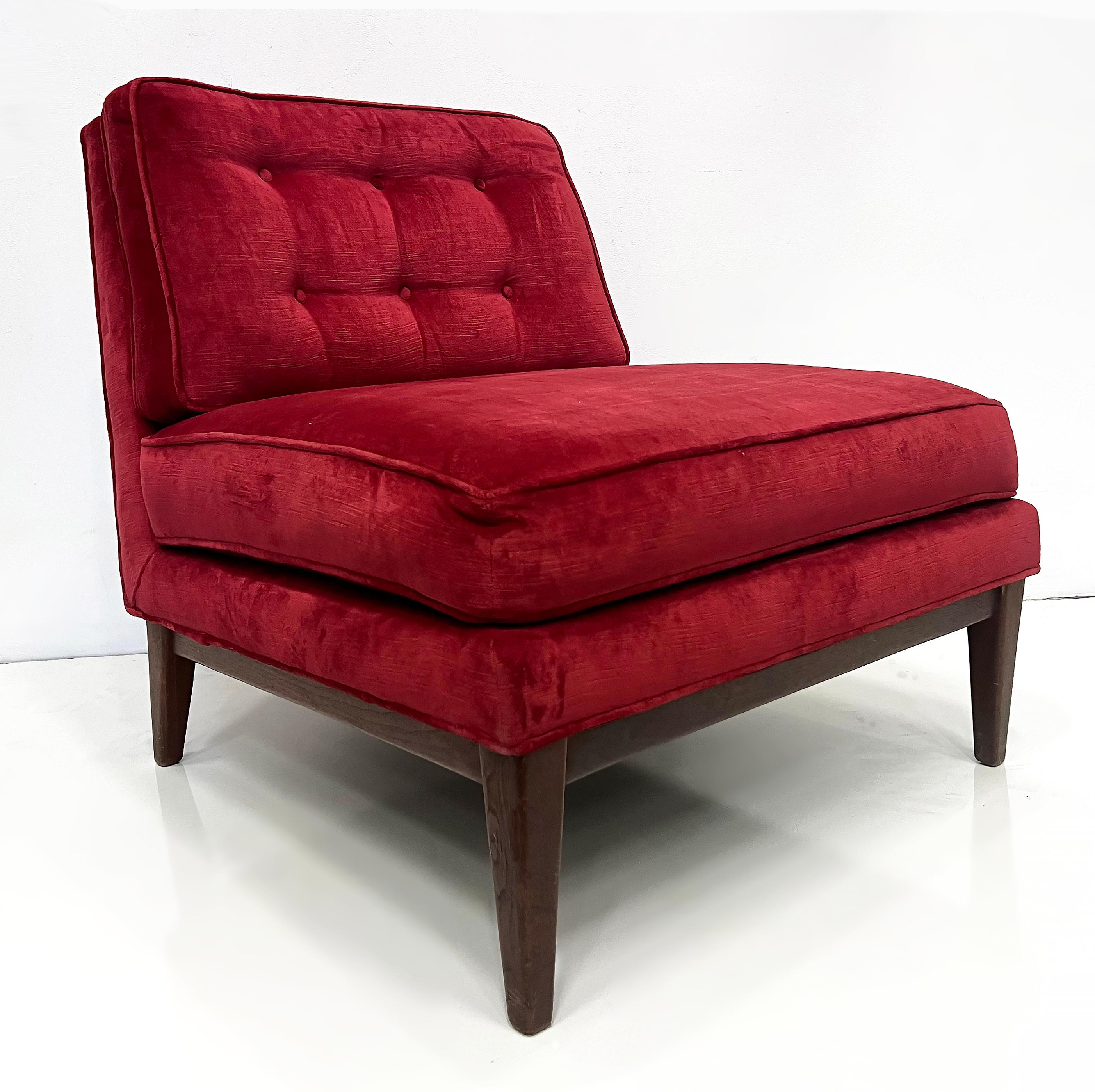 Americano Sedie da salotto Slipper moderne di metà secolo, Edward Wormley per Dunbar Style in vendita
