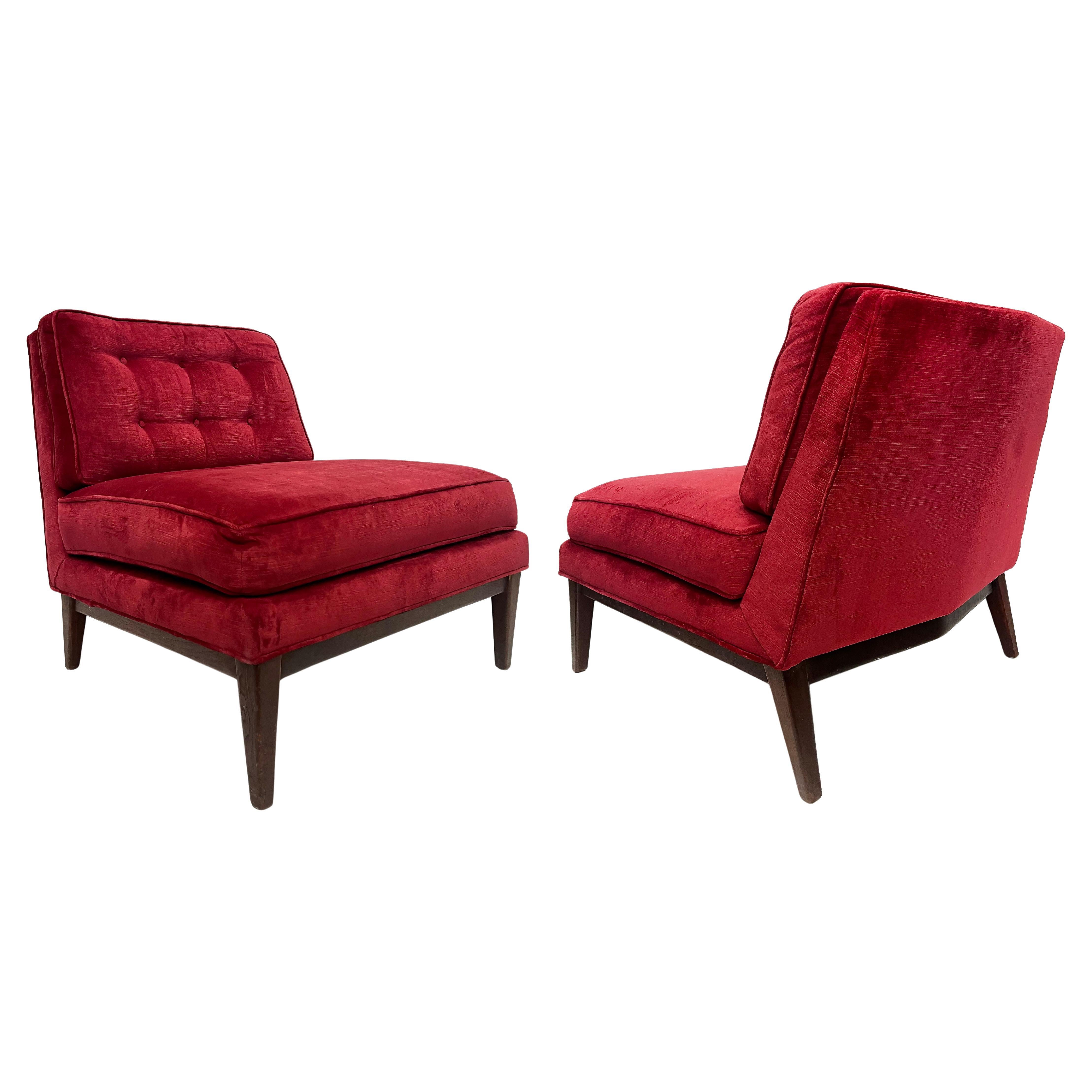 Mid-century Modern Slipper Lounge Chairs, Edward Wormley for Dunbar Style