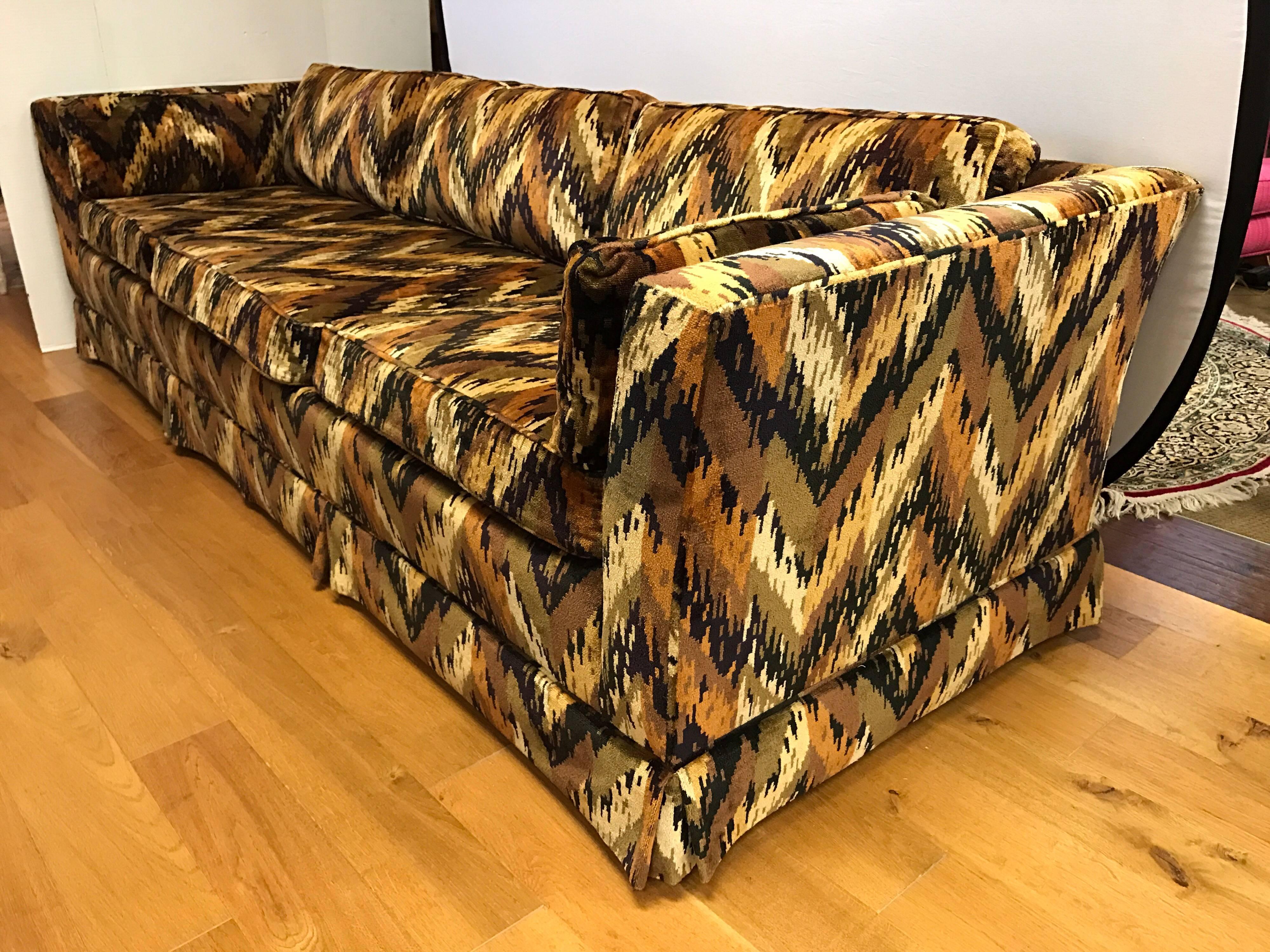 Fabric Mid-Century Modern Sloane NY Jack Lenor Larsen Long Sofa