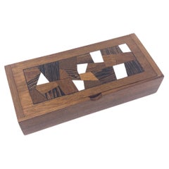 Kleine Mid-Century-Modern-Schachtel mit Intarsien aus Holz und Knochen, 1950er Jahre