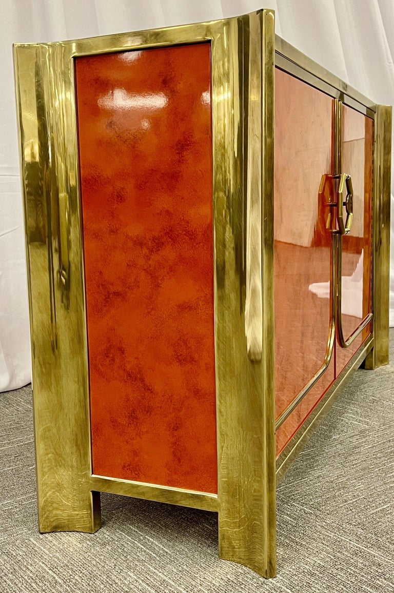 Mid-Century Modern Small Cabinet by Mastercraft, Lacquer, Brass, American, 1980s For Sale 6