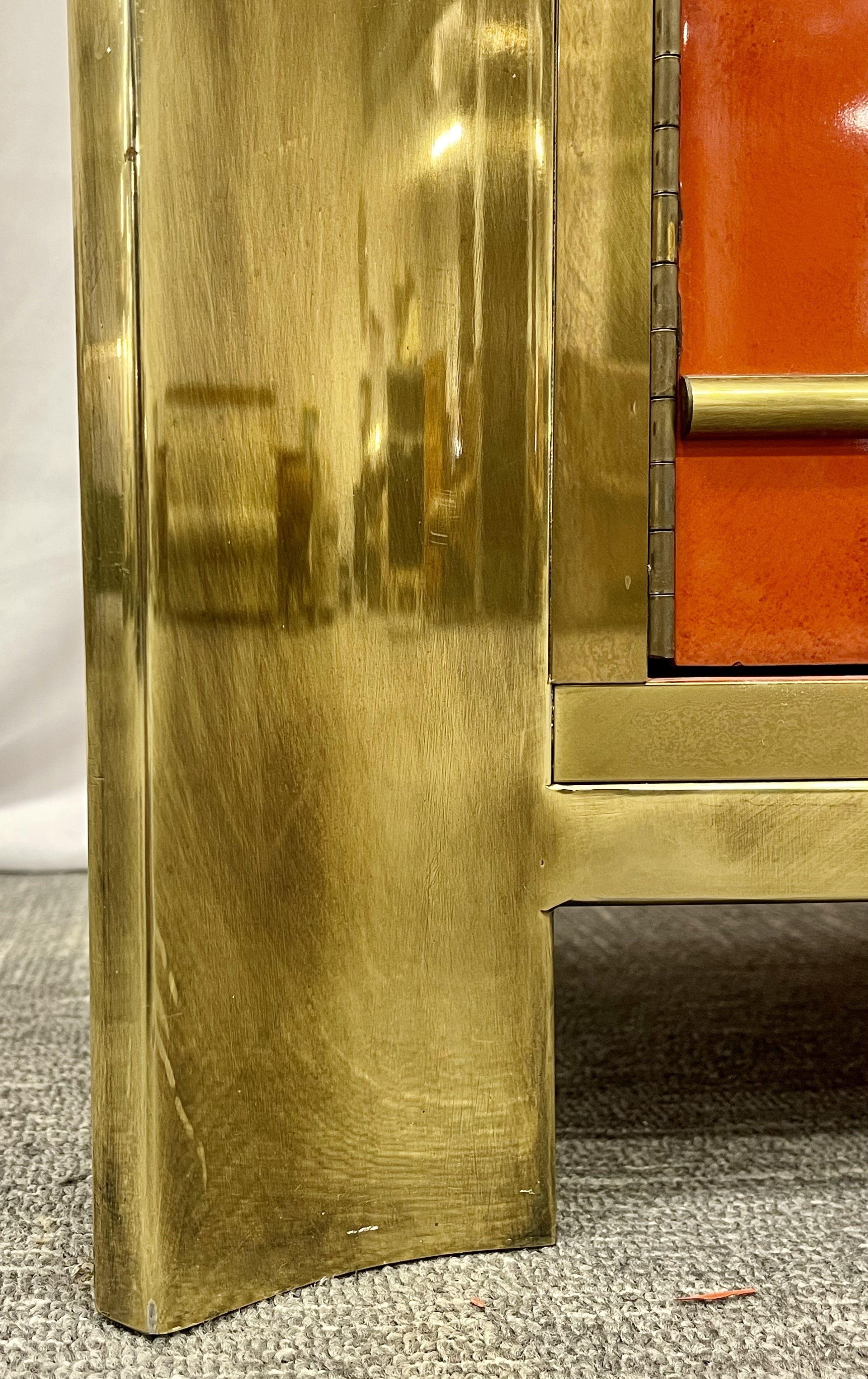 Mid-Century Modern Small Cabinet by Mastercraft, Lacquer, Brass, American, 1980s For Sale 7