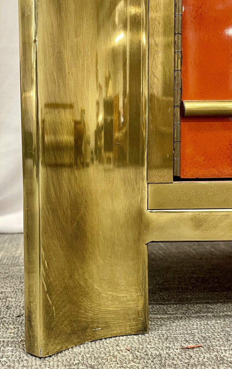 Mid-Century Modern Small Cabinet by Mastercraft, Lacquer, Brass, American, 1980s For Sale 8
