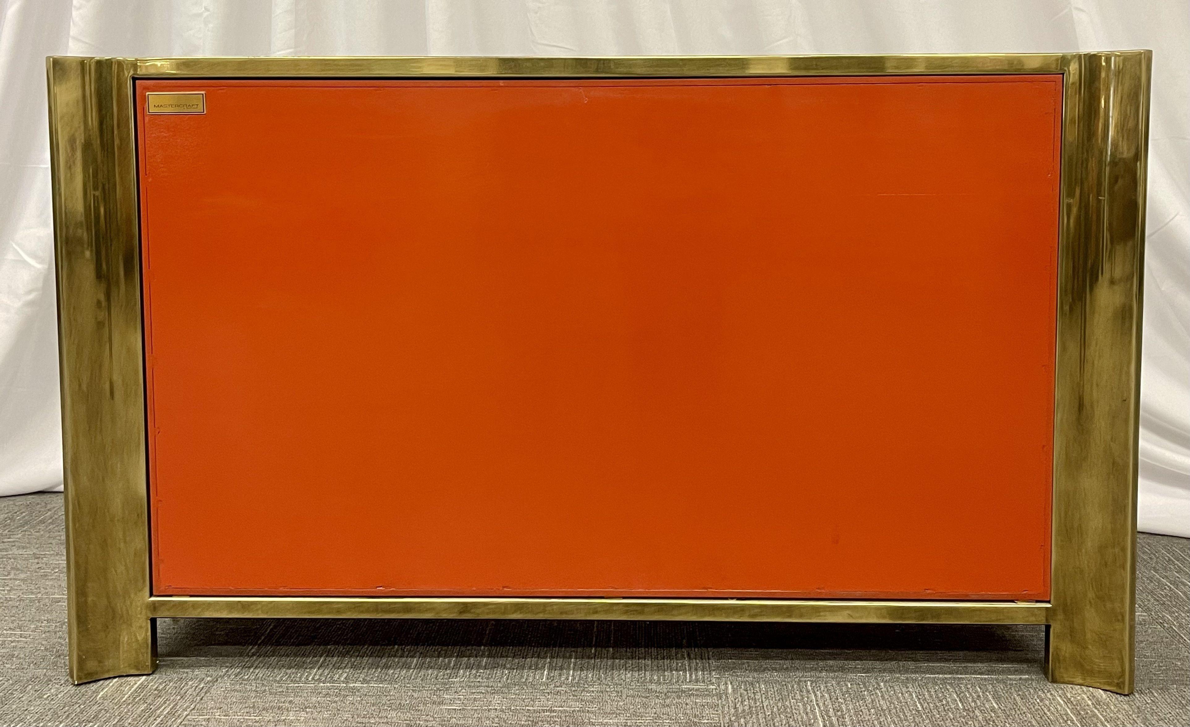 Mid-Century Modern Small Cabinet by Mastercraft, Lacquer, Brass, American, 1980s For Sale 11