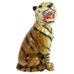 Mid-Century Modern Small Ceramic Tiger in the Style of Ronzan