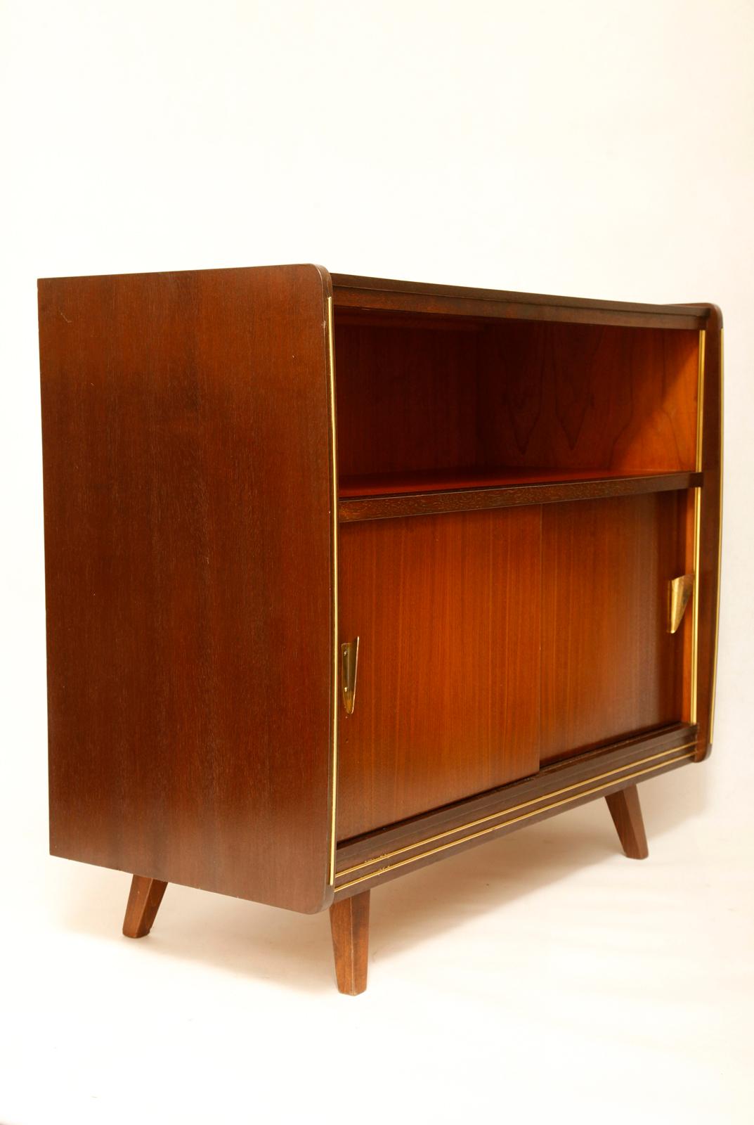 Mid-Century Modern Small German TV Cupboard with Sliding Door, 1960s For Sale 7