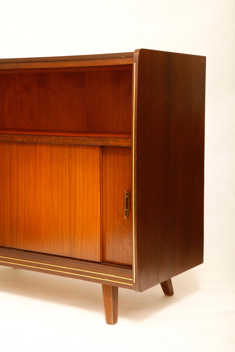 Mid-20th Century Mid-Century Modern Small German TV Cupboard with Sliding Door, 1960s For Sale