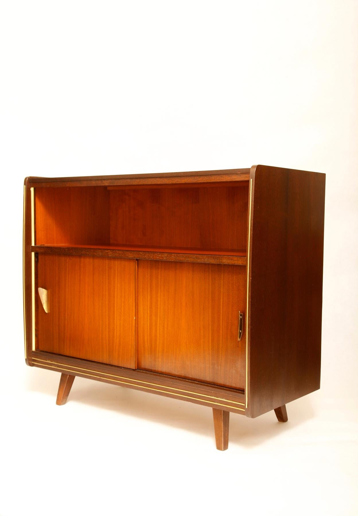 Mid-Century Modern Small German TV Cupboard with Sliding Door, 1960s For Sale 2