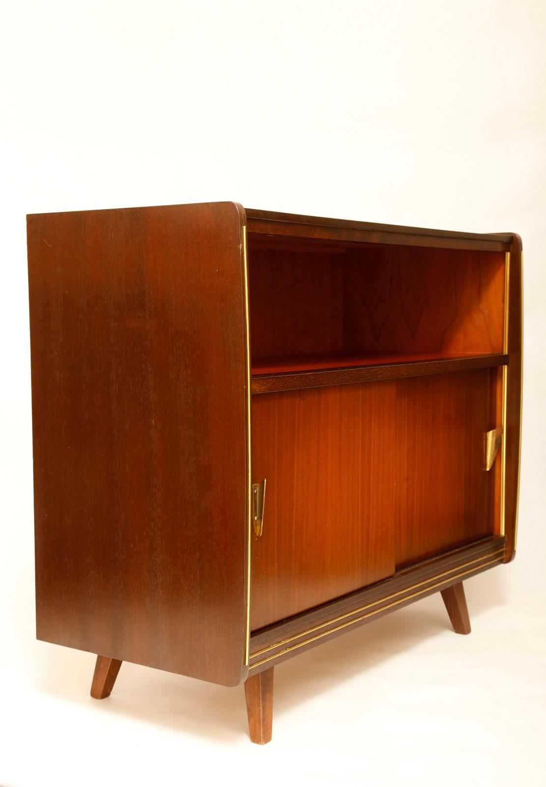 Mid-Century Modern Small German TV Cupboard with Sliding Door, 1960s For Sale 3