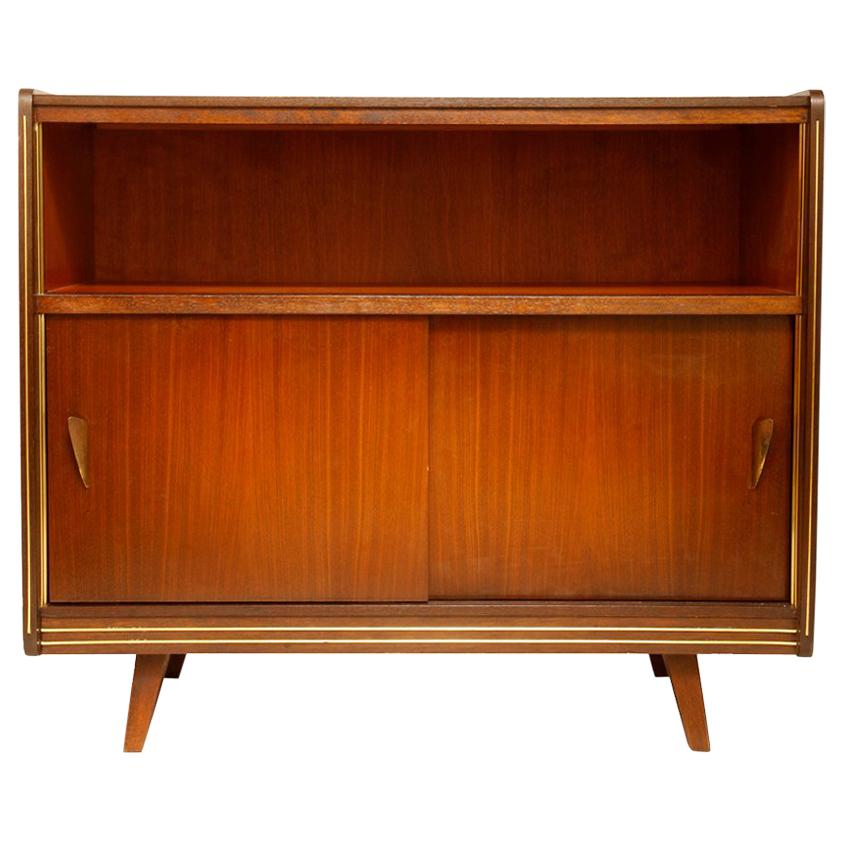 Mid-Century Modern Small German TV Cupboard with Sliding Door, 1960s For Sale