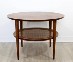 Mid-Century Modern Small Lane Altavista Wood Cane Round Coffee Table, 1960s