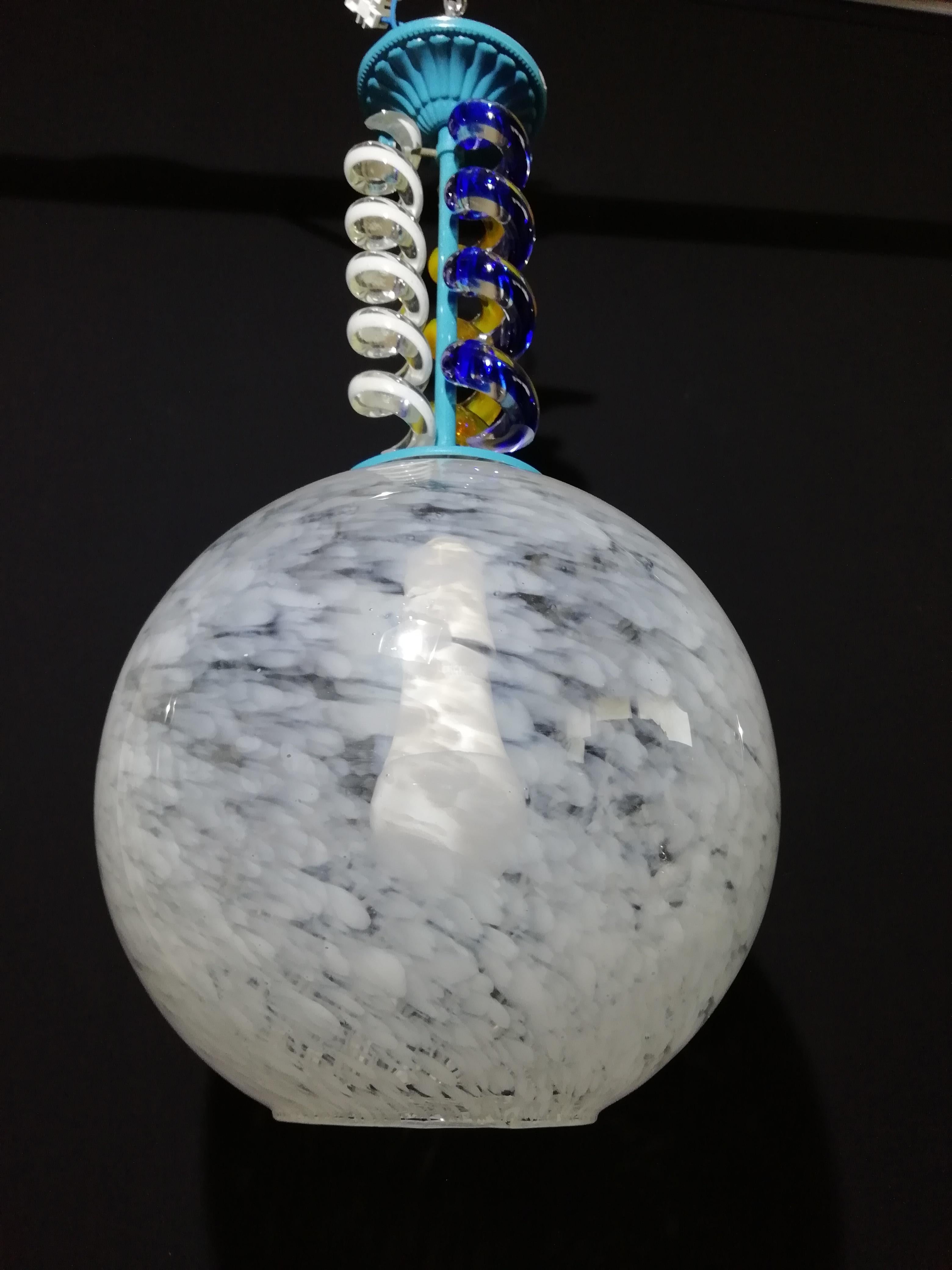 Mid-Century Modern Small Pendant Light by Venini in Murano Glass In Good Condition For Sale In Merida, Yucatan