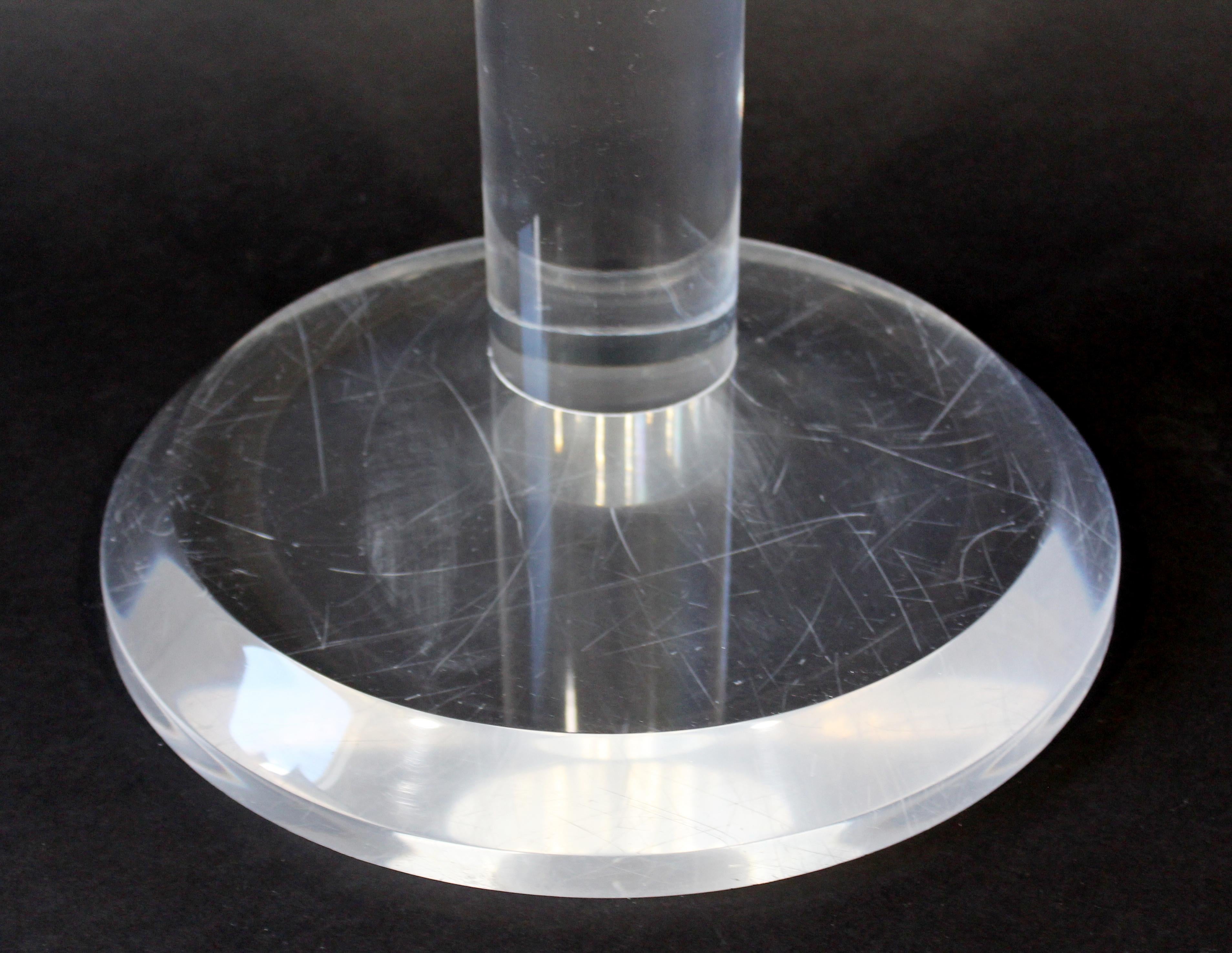 Late 20th Century Mid-Century Modern Small Round Chunky Lucite Acrylic Side End Table, 1970s