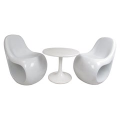 Retro Mid-Century Modern Small Sculpted Chairs and Table