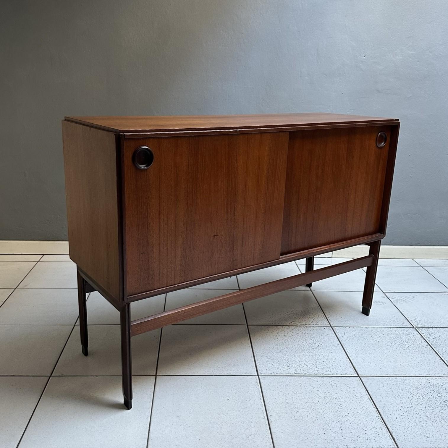 Mid-Century Modern Small Sideboard from the 1960s, Italian manufacturing in teak For Sale 4
