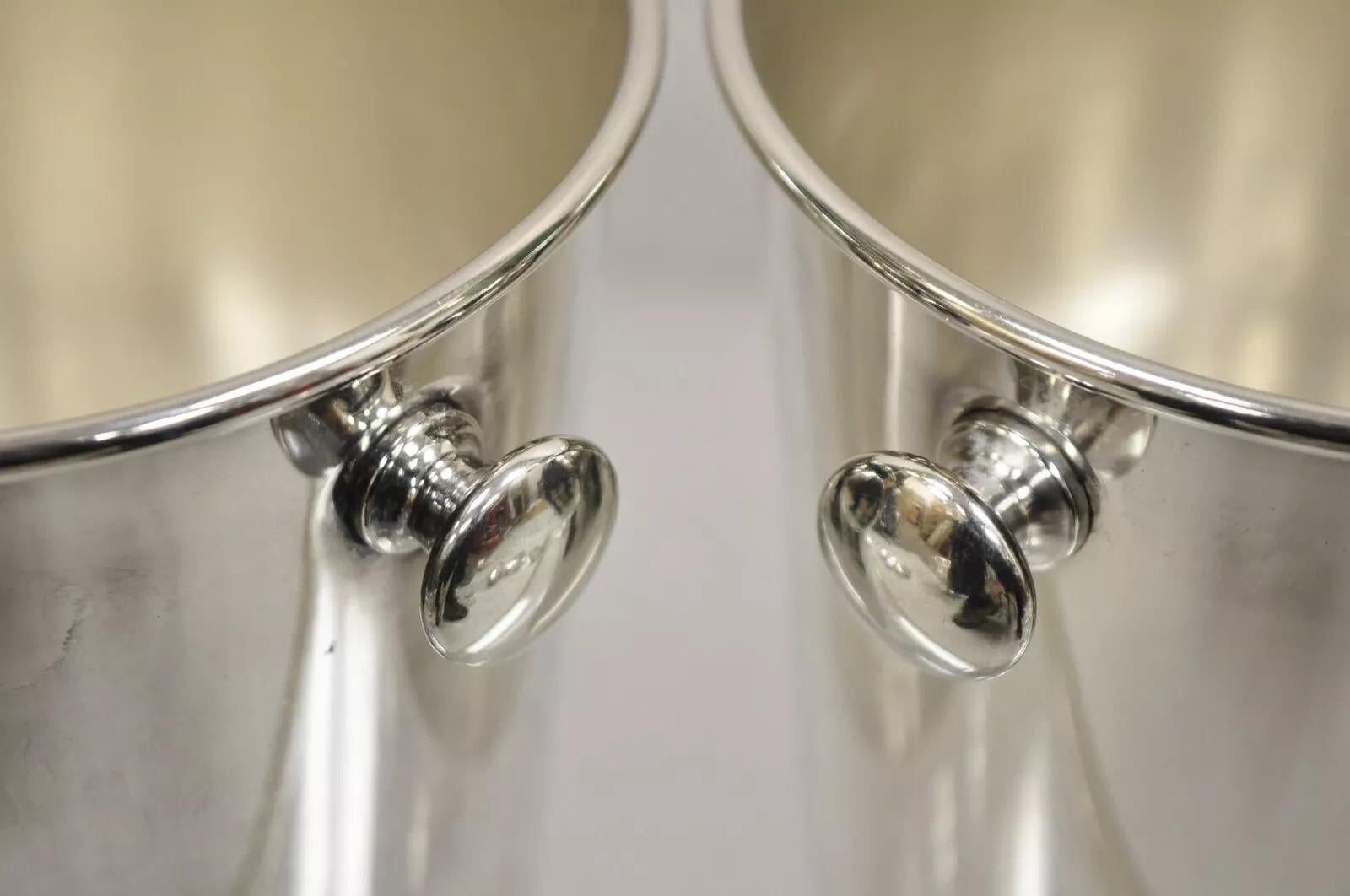 Mid-Century Modern Mid Century Modern Small Silver Plated Champagne Wine Chiller Bucket - a Pair For Sale