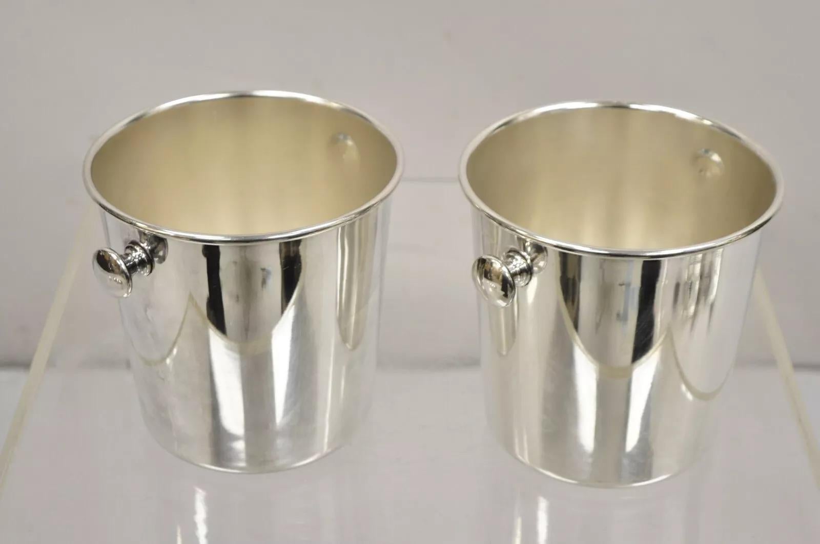 Unknown Mid Century Modern Small Silver Plated Champagne Wine Chiller Bucket - a Pair For Sale