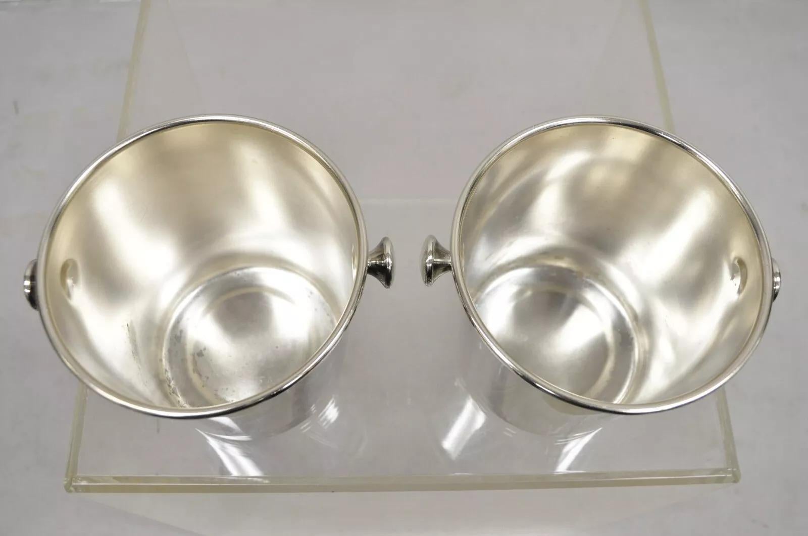 20th Century Mid Century Modern Small Silver Plated Champagne Wine Chiller Bucket - a Pair For Sale