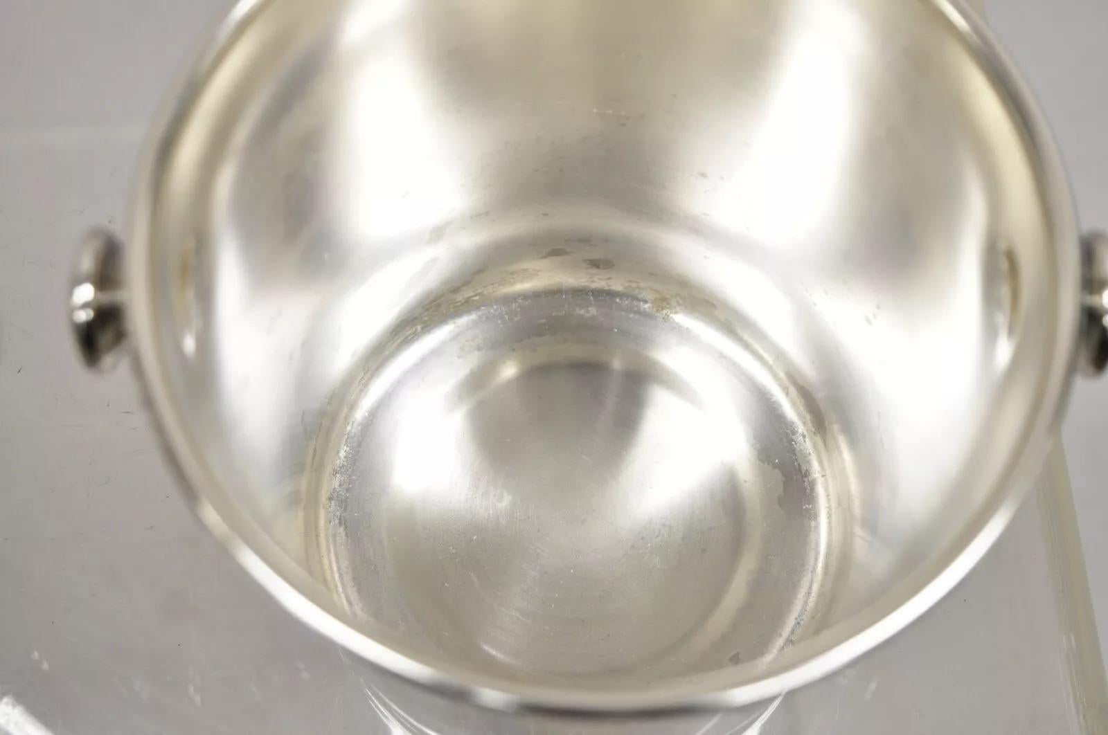 Mid Century Modern Small Silver Plated Champagne Wine Chiller Bucket - a Pair For Sale 1