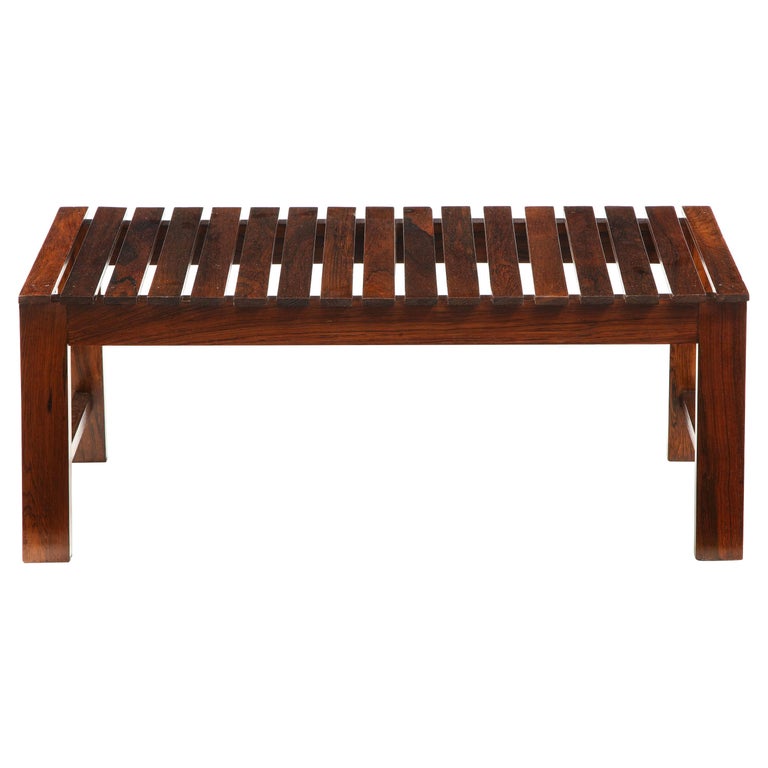 MidCentury Modern Small Slatted Bench, Brazil, 1960s For Sale at