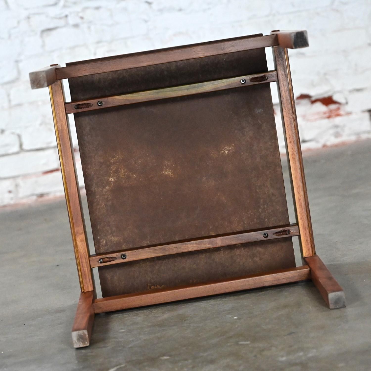 Mid Century Modern Small Square Side Table Teak with White Laminate Top For Sale 4