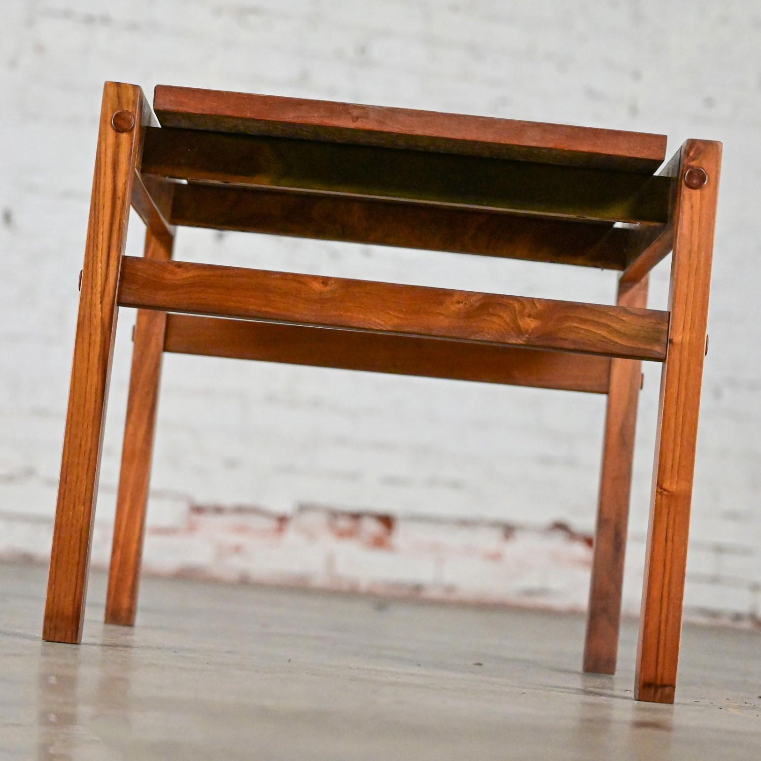 Mid-Century Modern Mid Century Modern Small Square Side Table Teak with White Laminate Top For Sale