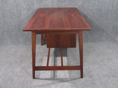Mid-Century Modern Small Walnut Desk with Round Pulls
