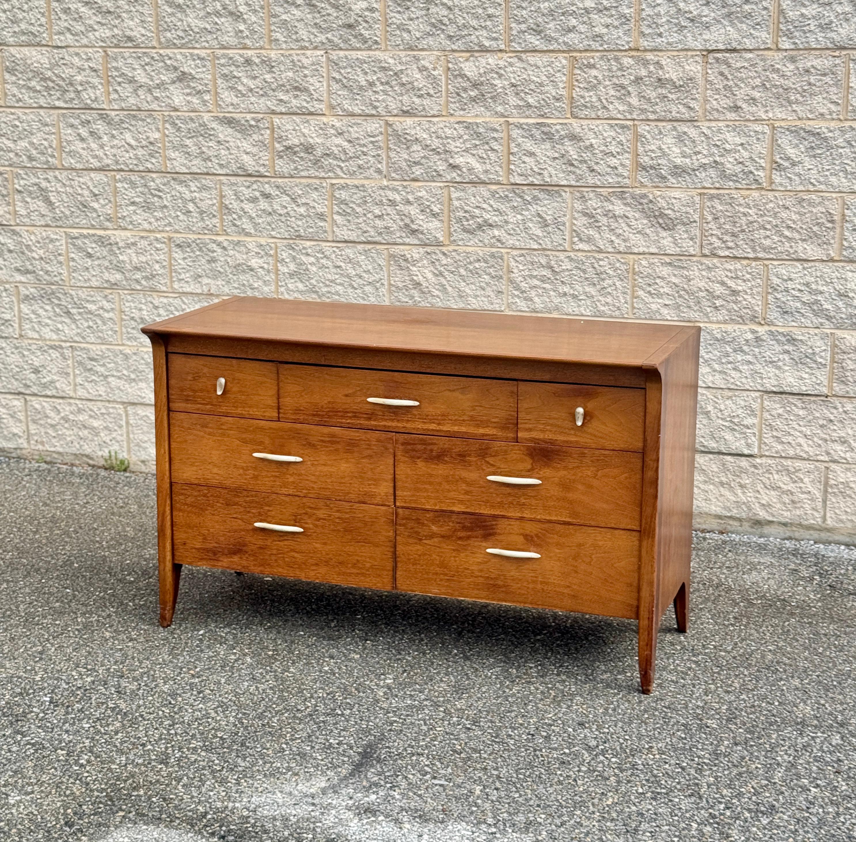 American Mid-Century Modern Small Walnut Dresser by Drexel For Sale