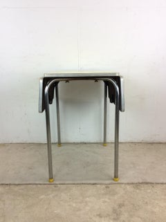 Mid Century Modern Small Yellow Form Top Table with 2 Leafs