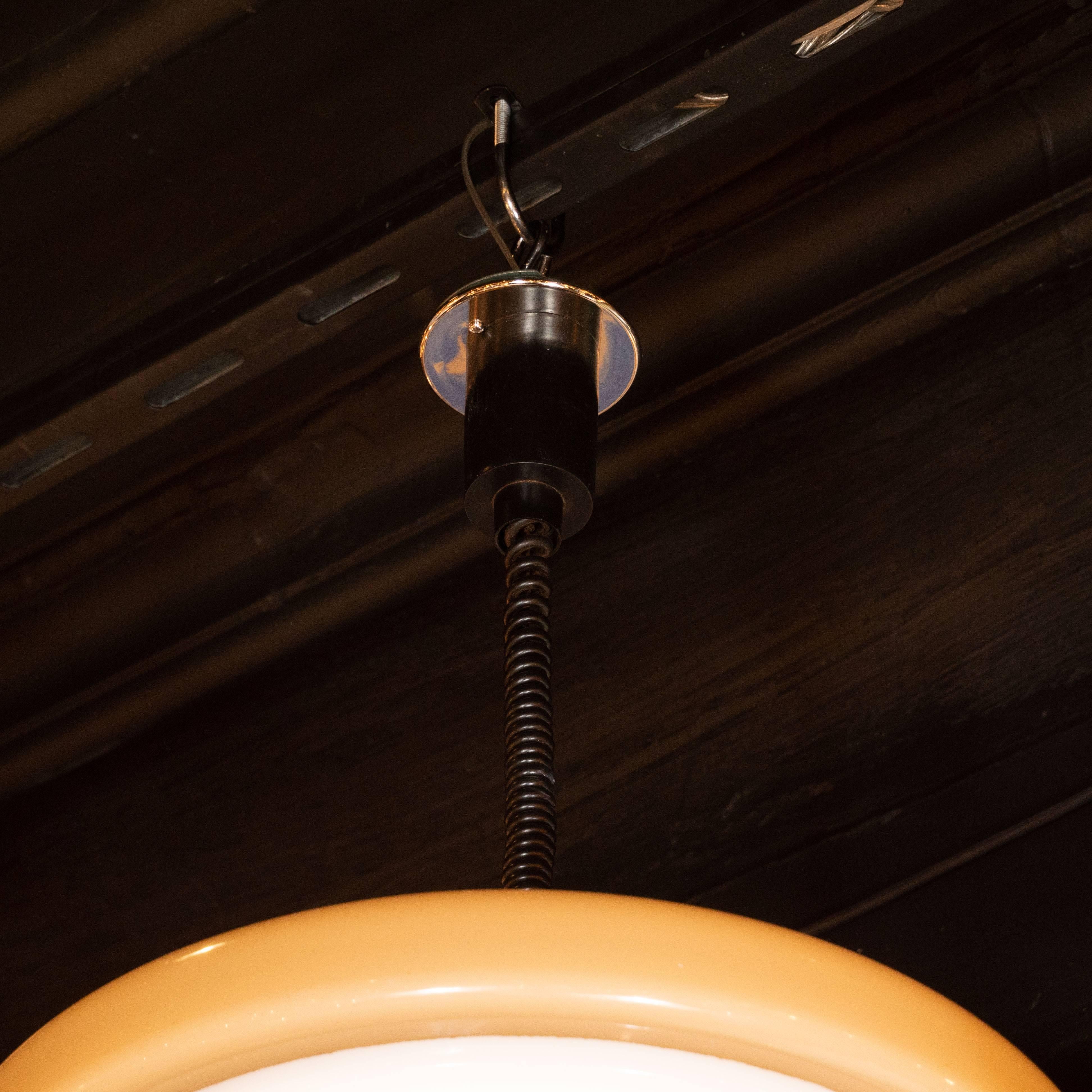 Mid-Century Modern Smoked and Opaque Lucite, Chrome and Black Enamel Chandelier In Excellent Condition In New York, NY