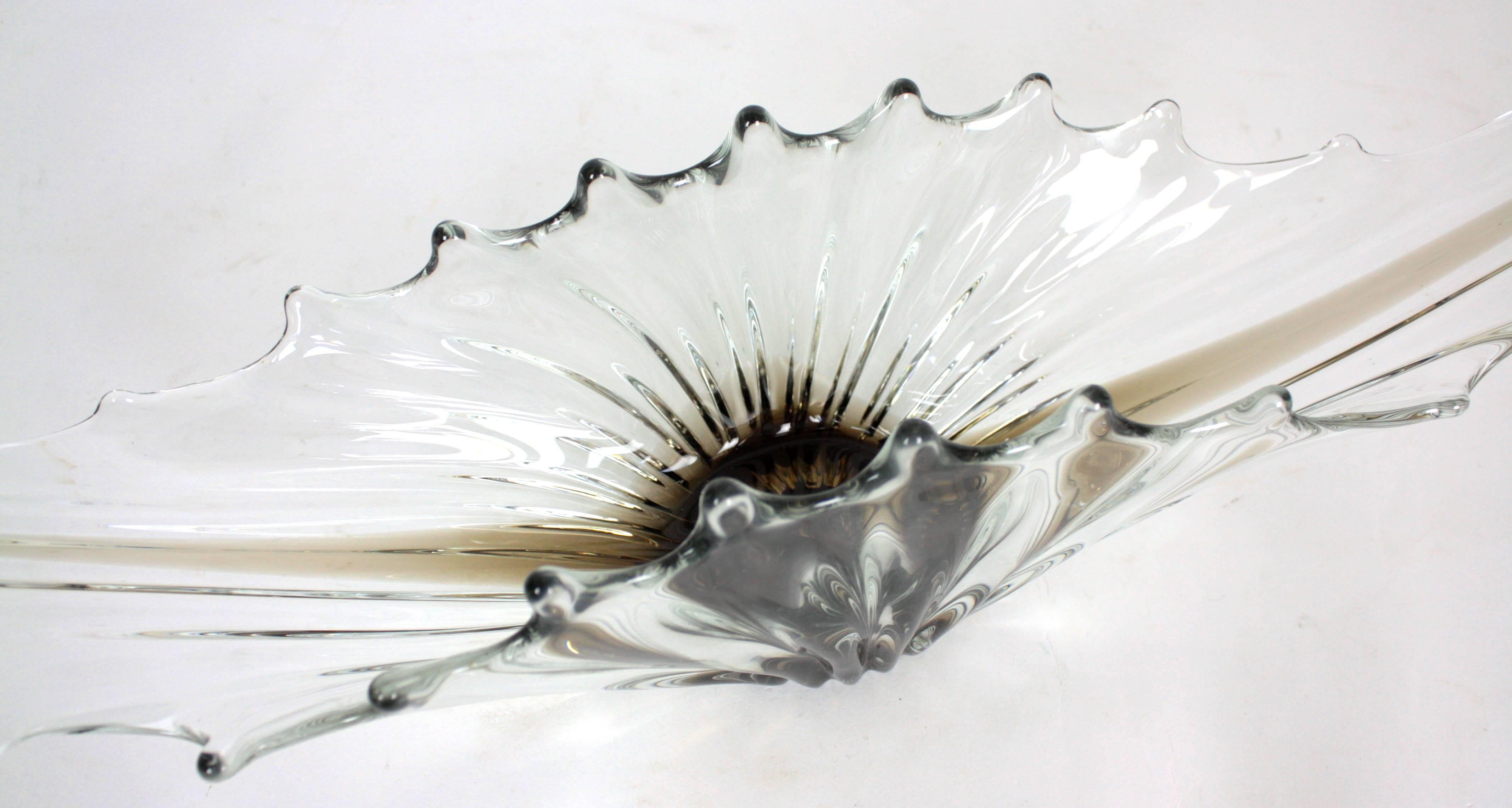 Murano Smoke and Clear Art Glass Centerpiece 4