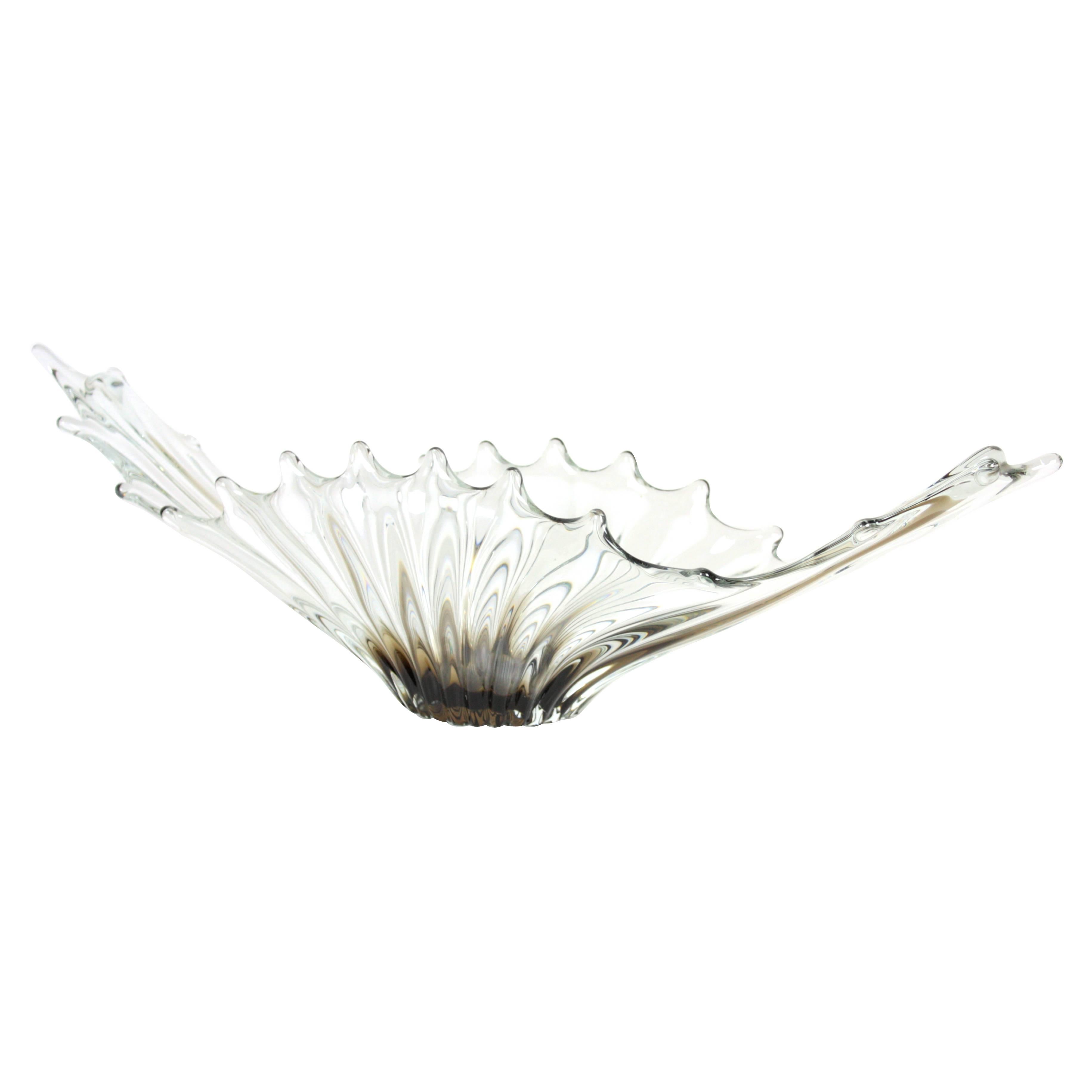Mid-20th Century Murano Smoke and Clear Art Glass Centerpiece