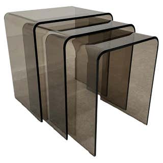 Set of Three Mid-Century Walnut Triangular Nesting Tables at 1stDibs