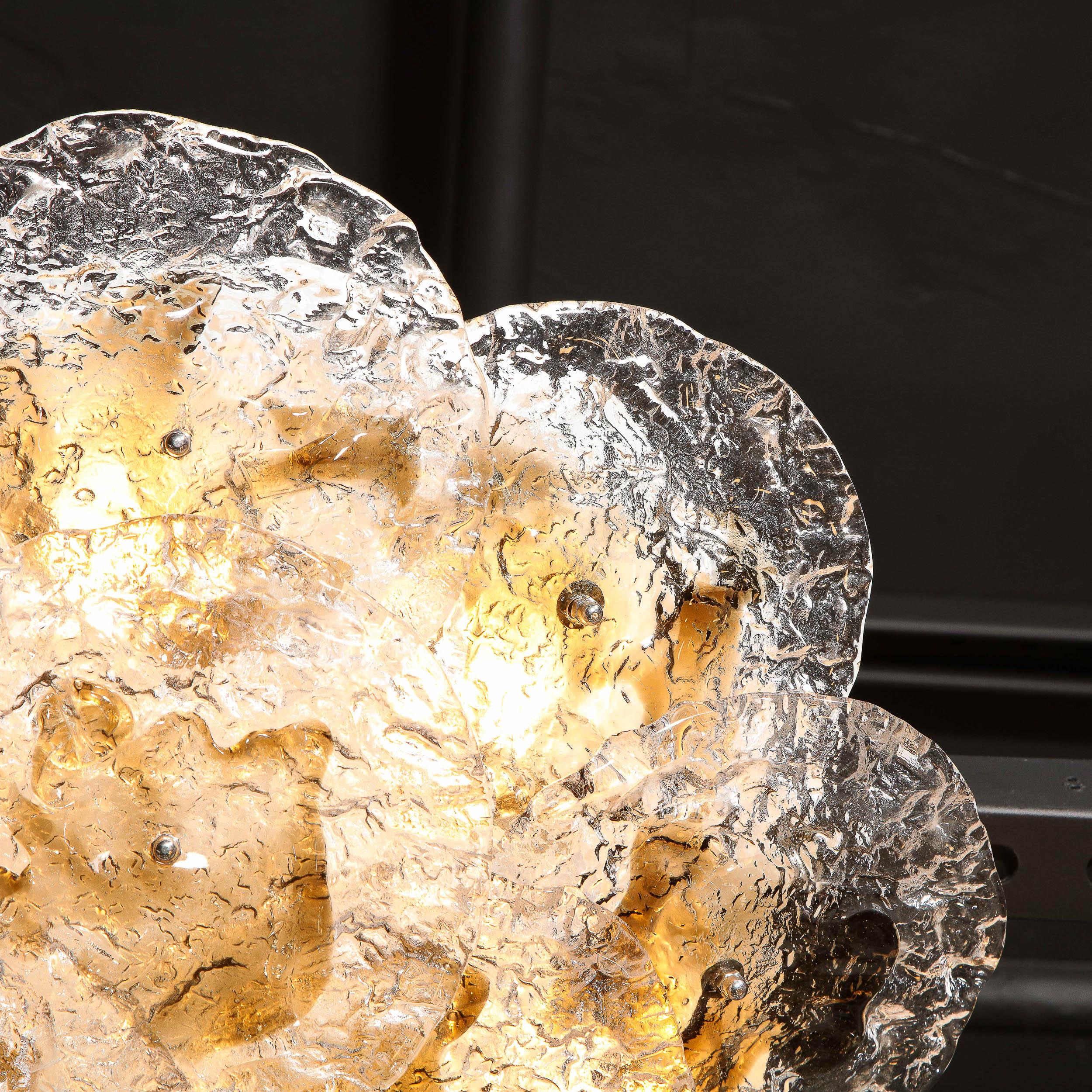 Mid-Century Modern Smoked & Clear Handblown Murano Glass Flushmount by Mazzega 5