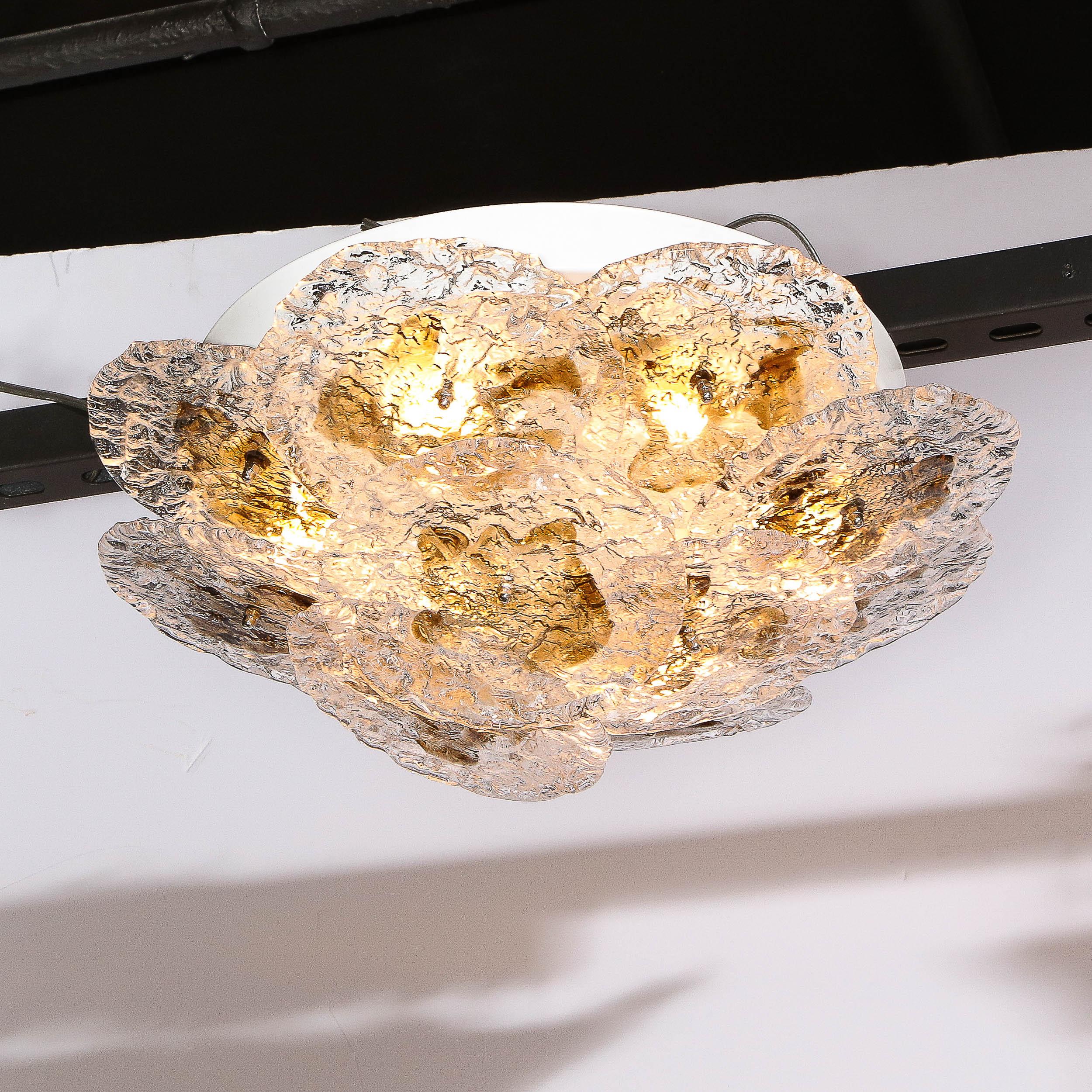 Mid-Century Modern Smoked & Clear Handblown Murano Glass Flushmount by Mazzega 2