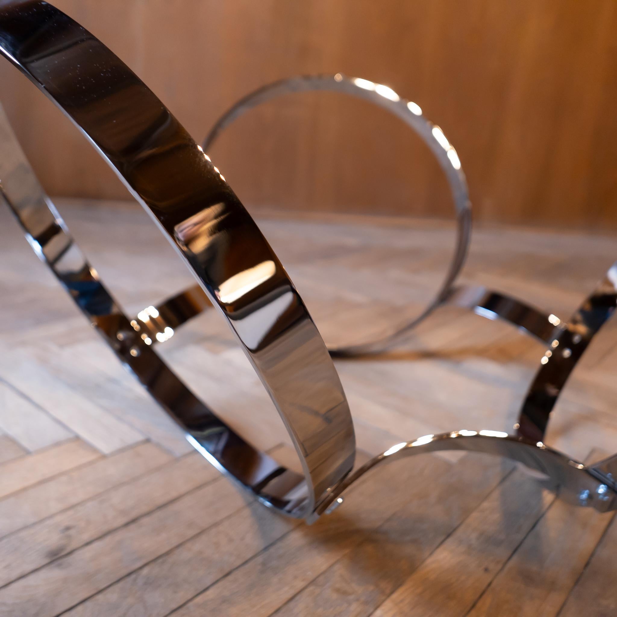 Mid-Century Modern Smoked Glass Chrome Coffee Table, Germany 1970s For Sale 4