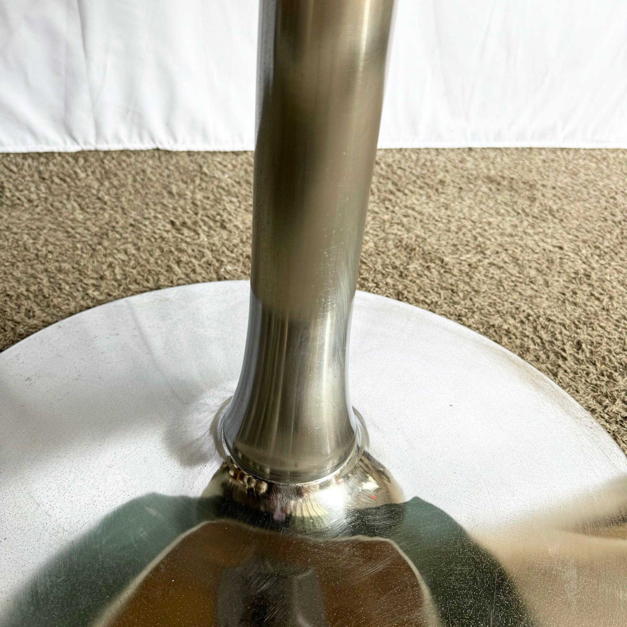 20th Century Mid Century Modern Smoked Glass Chrome Tulip Dining Table For Sale