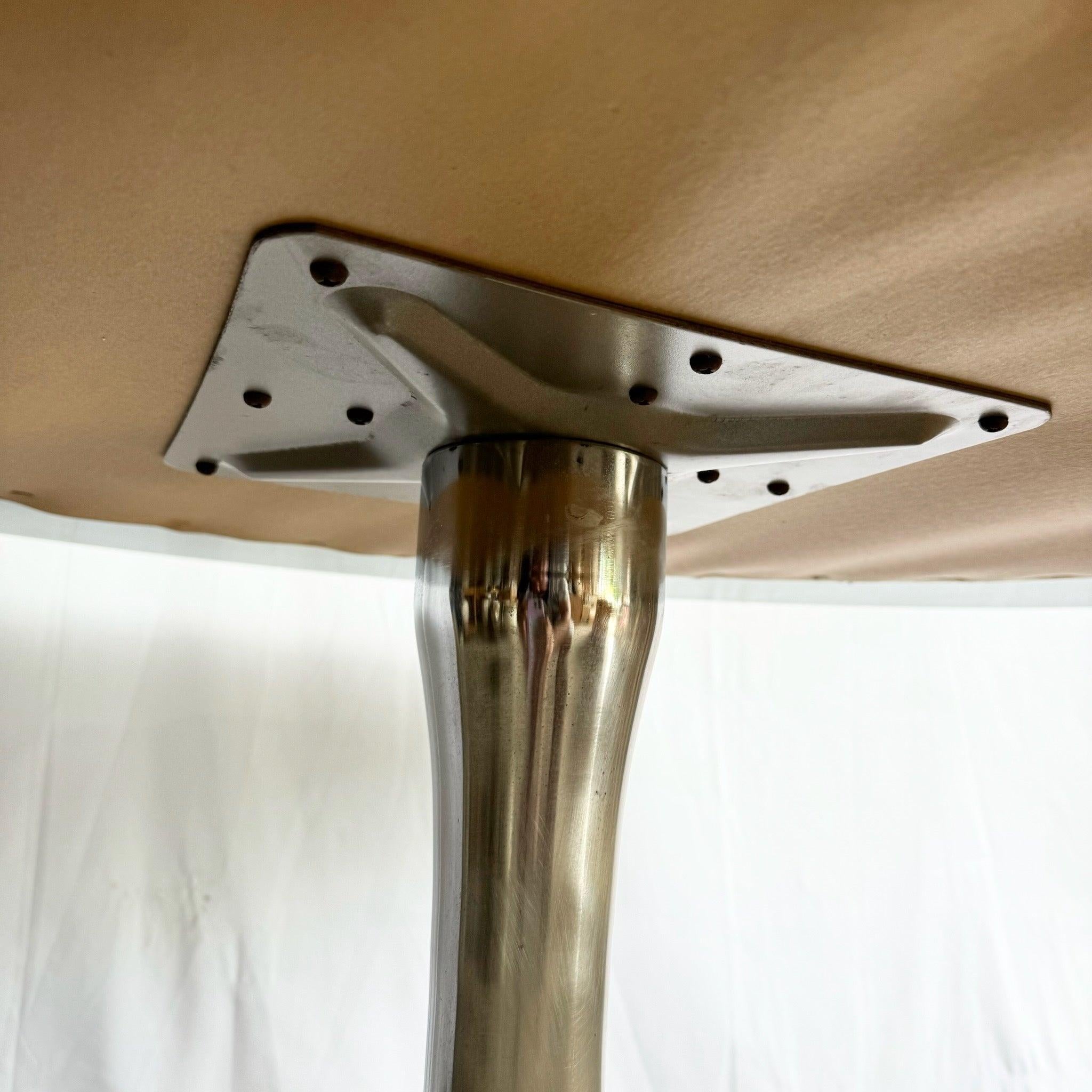 Metal Mid Century Modern Smoked Glass Chrome Tulip Dining Table For Sale