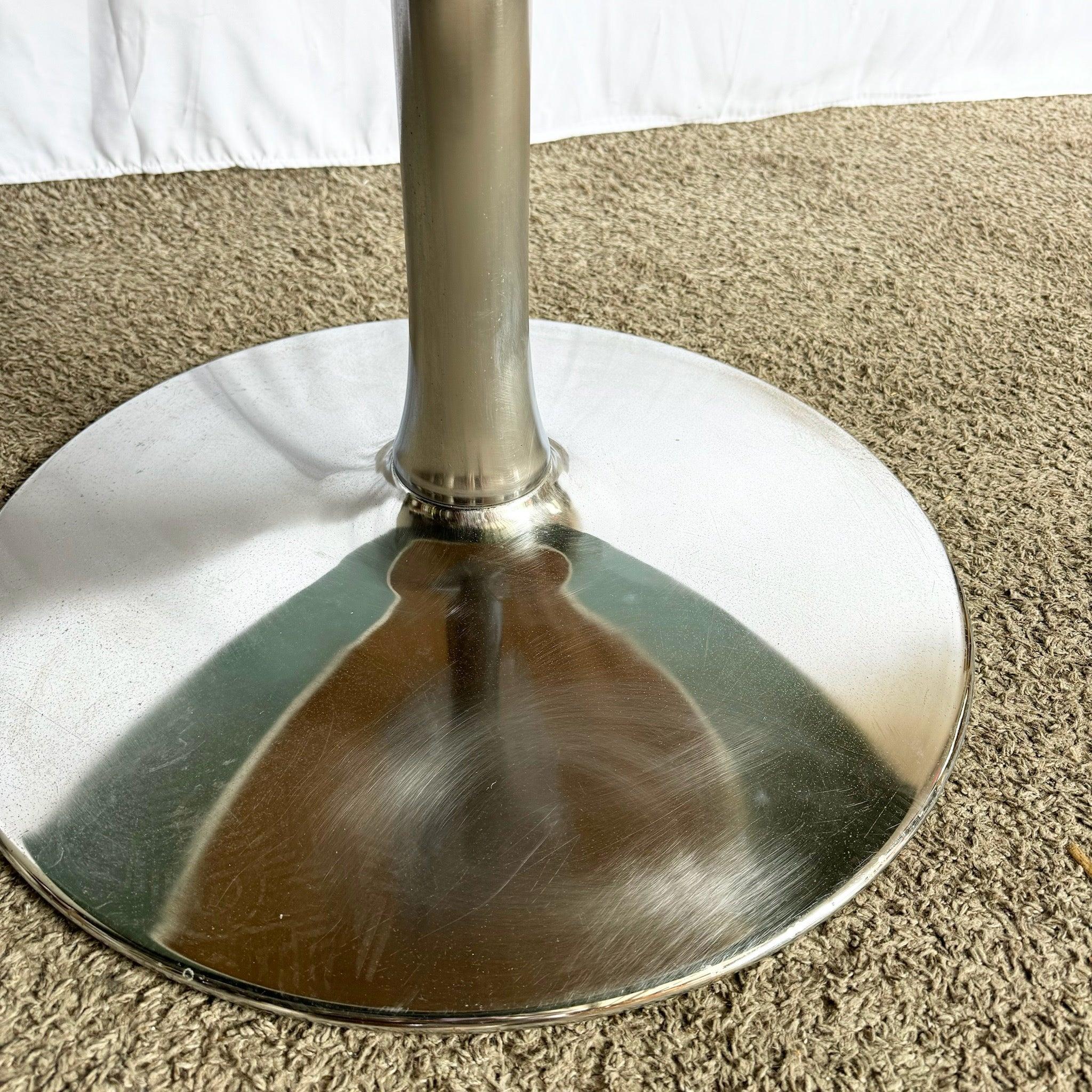 Mid Century Modern Smoked Glass Chrome Tulip Dining Table For Sale 1