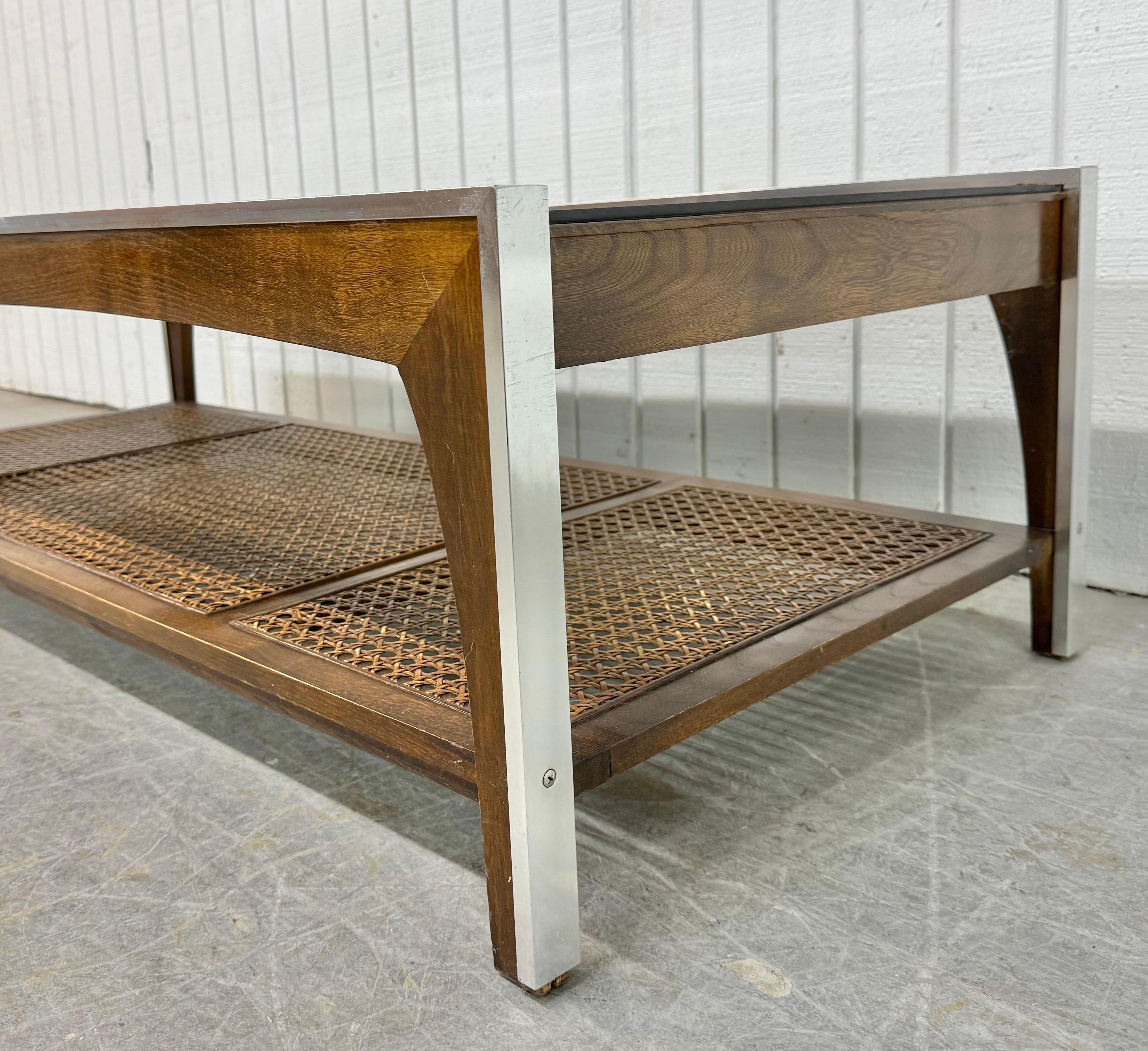 Canne Table basse en verre fumé moderne du milieu du siècle en vente