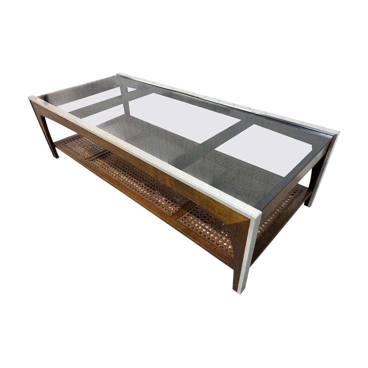 Mid-Century Modern Smoked Glass Coffee Table
