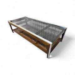 Table basse en verre fumé moderne du milieu du siècle